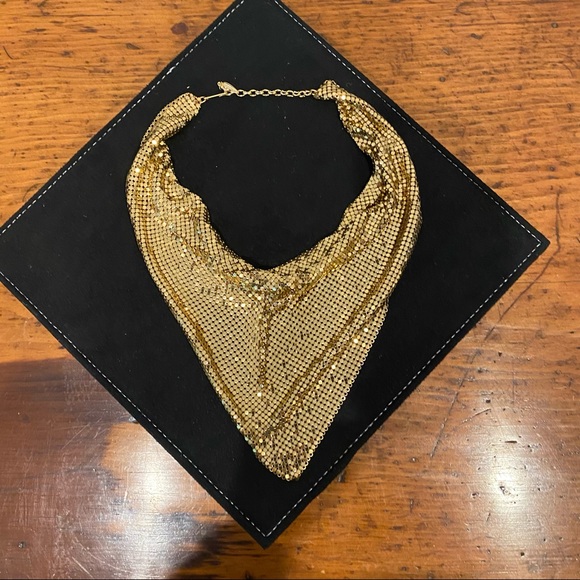 Vintage Whiting & Davis 1970’s gold mesh cowl necklace 20” - Picture 8 of 10